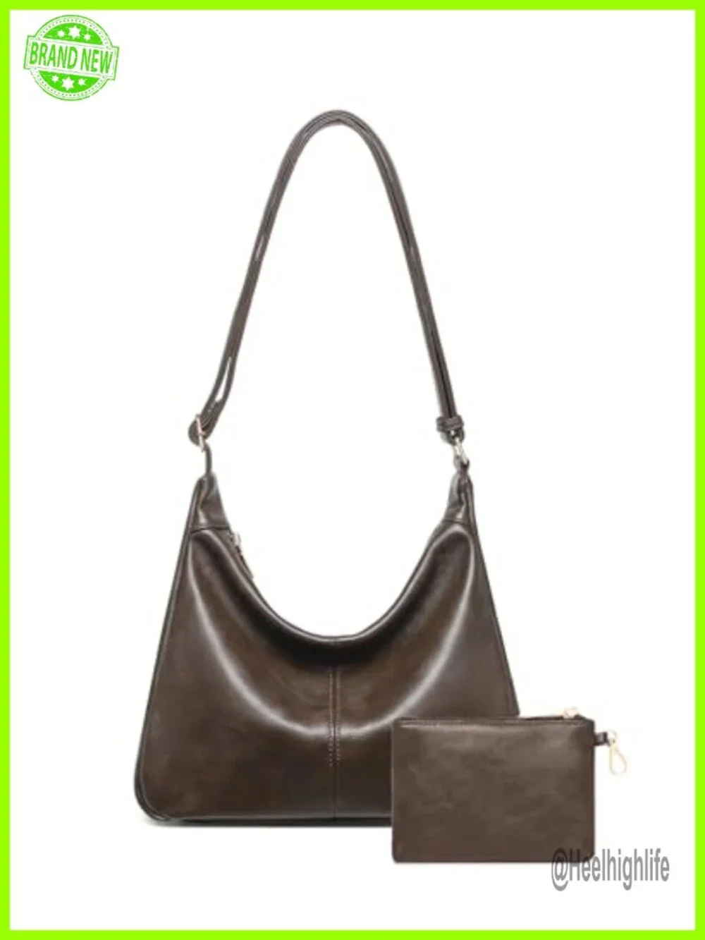 Soft Vegan Leather Hobo Bag with Detachable Mini Purse